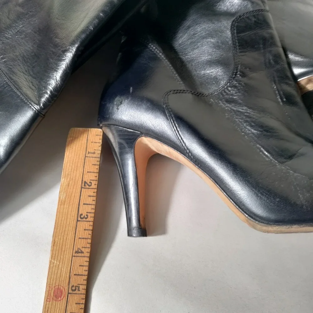 Vtg ROS HOMMERSON tall black leather‎ Over The Knee OTK BOOTS womens 9WW